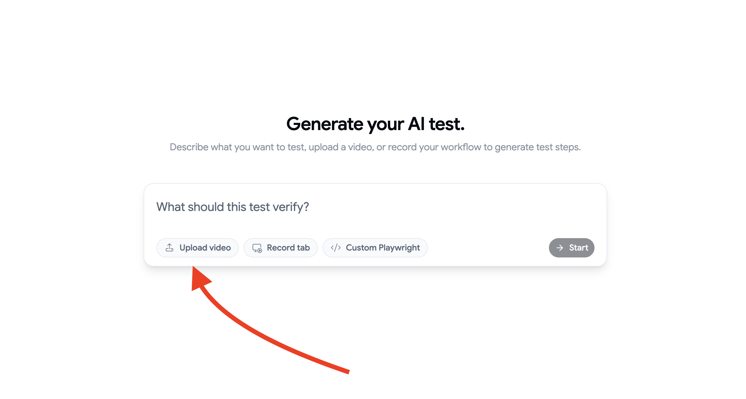 Bug0 Studio generating Playwright test from video upload, showing the video-to-code conversion interface with AI analysis and editable test steps