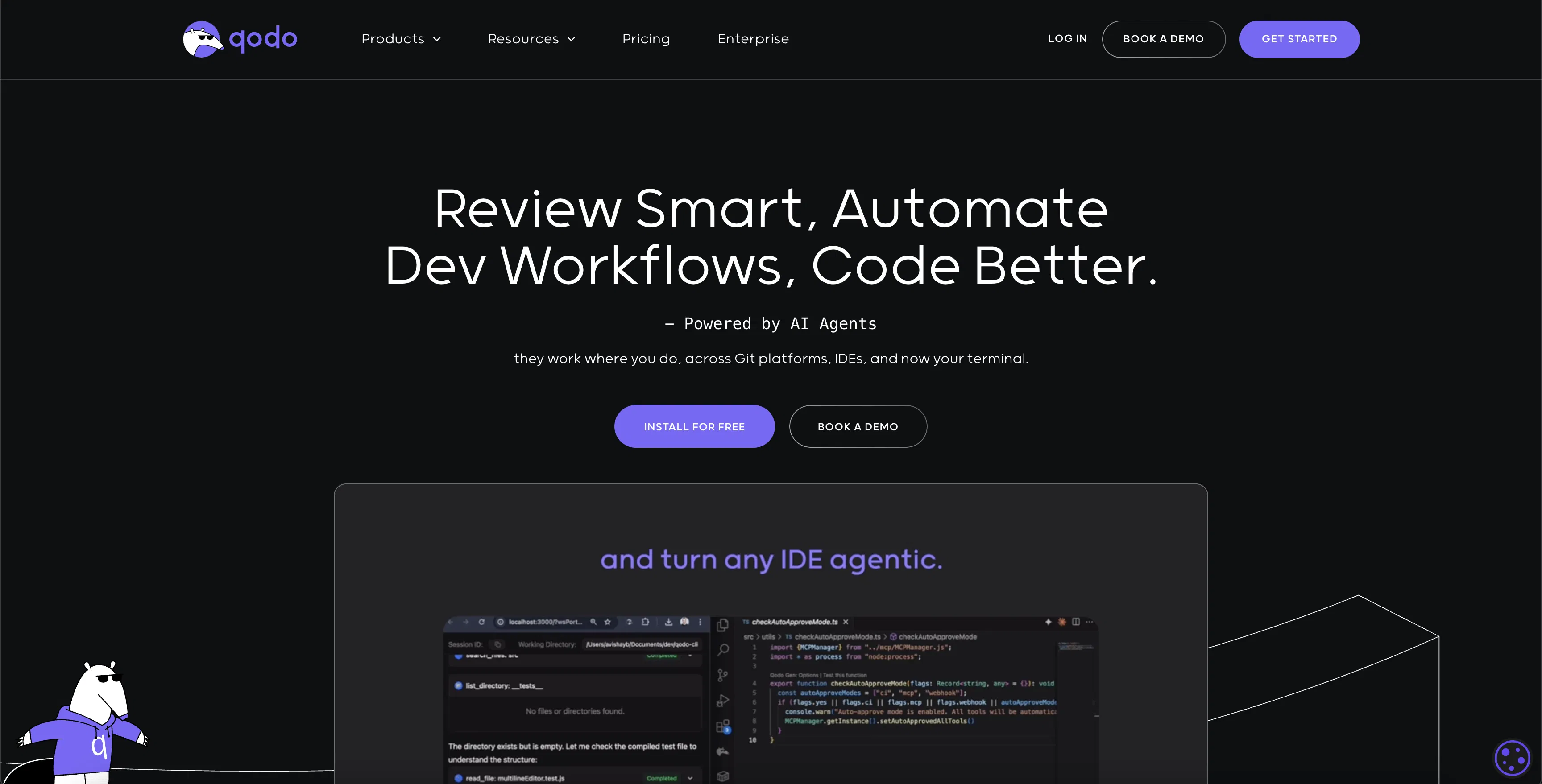 Qodo homepage screenshot.