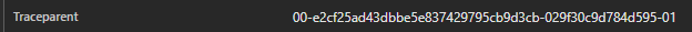A screenshot of the chrome dev tools Traceparent header being added to each API call