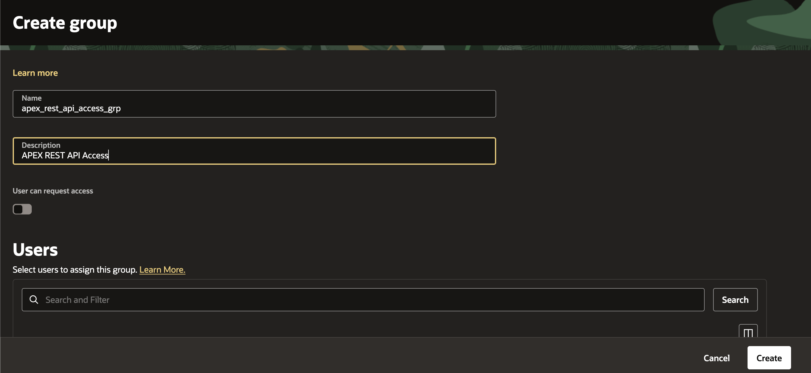 Create OCI Group - Step 2