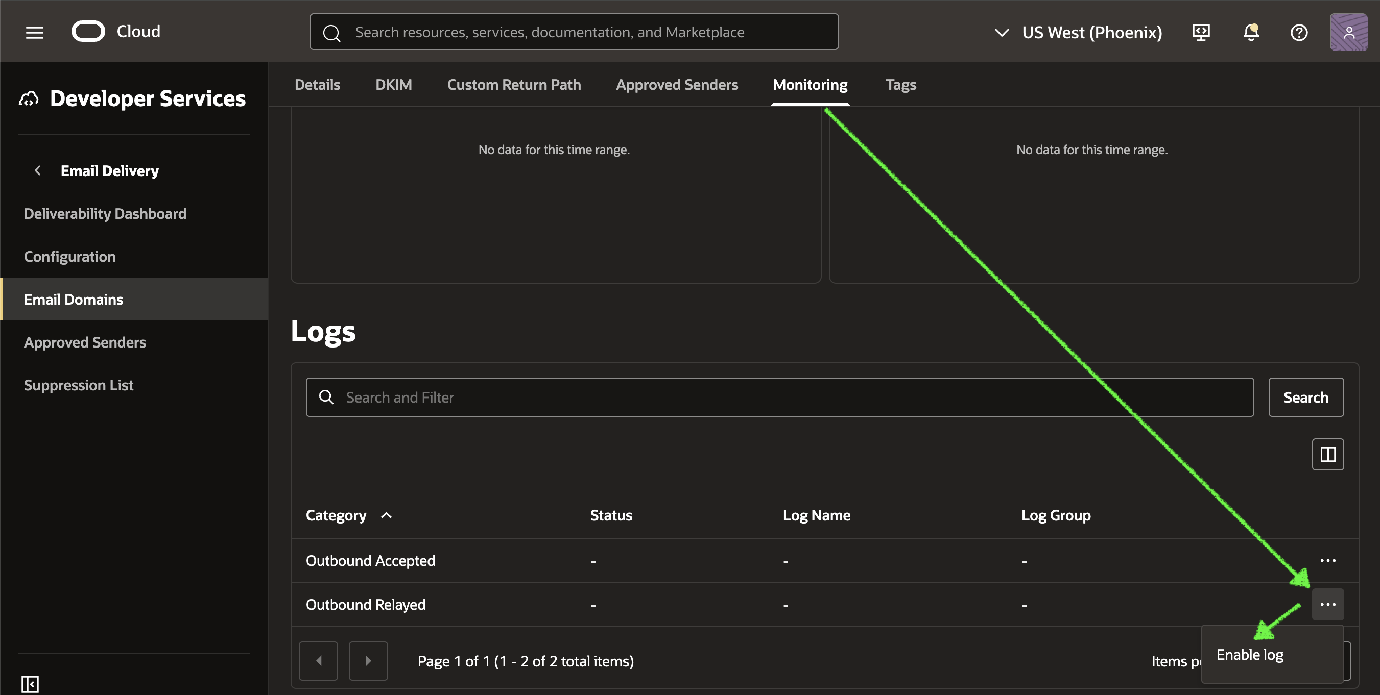 OCI Email Delivery Monitoring Logging
