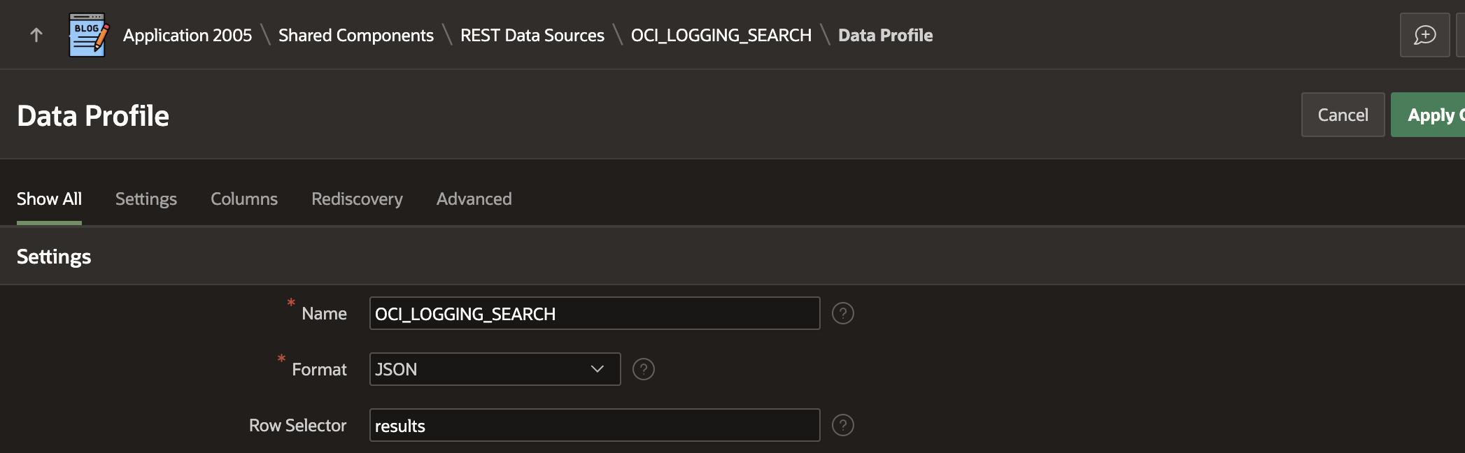 REST Data Source Setup - Step 2