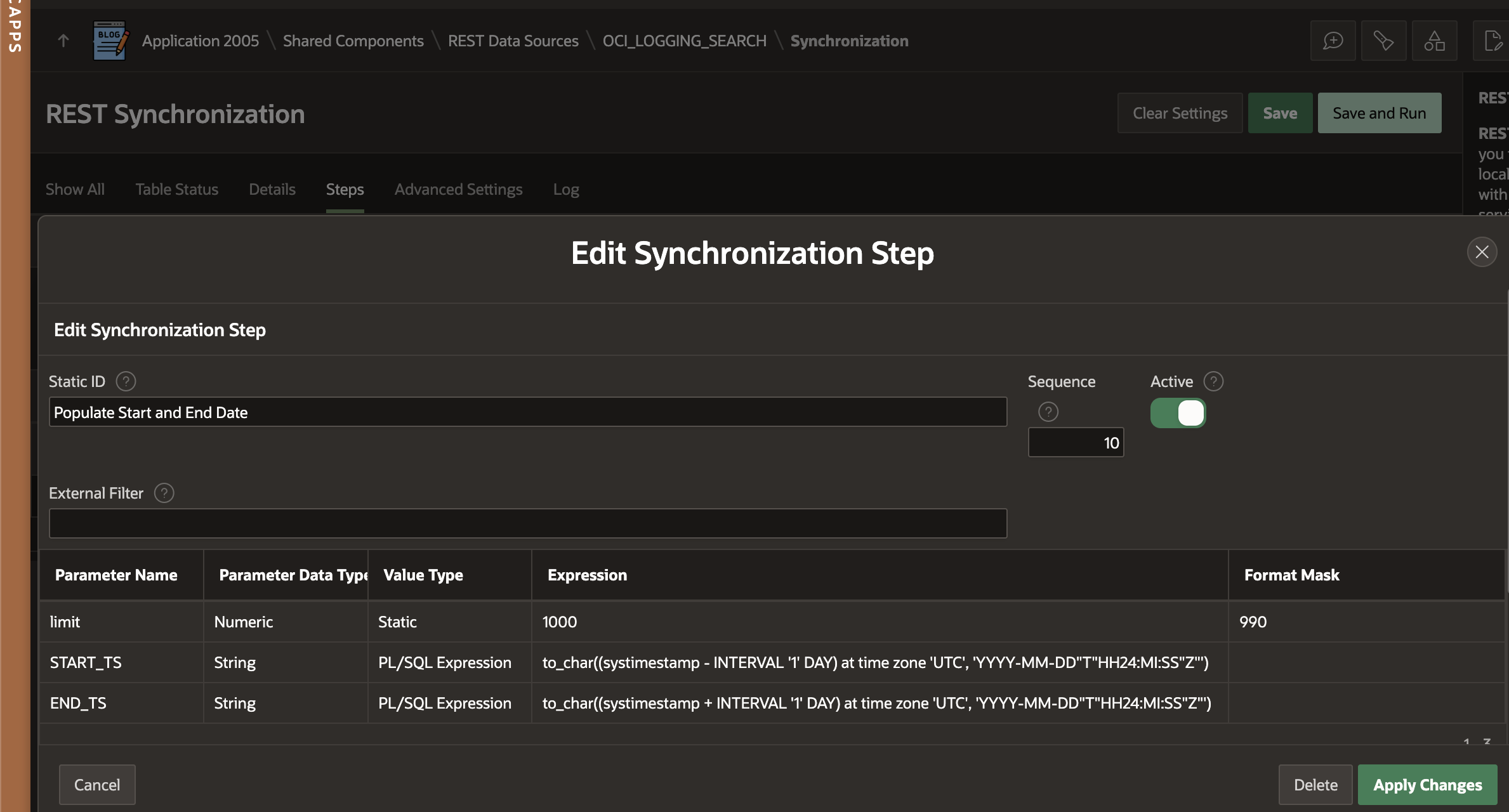 REST Source Sync Steps