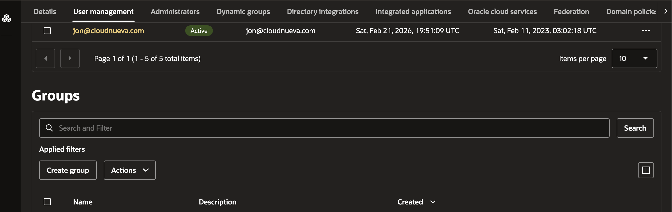 Create OCI Group - Step 1