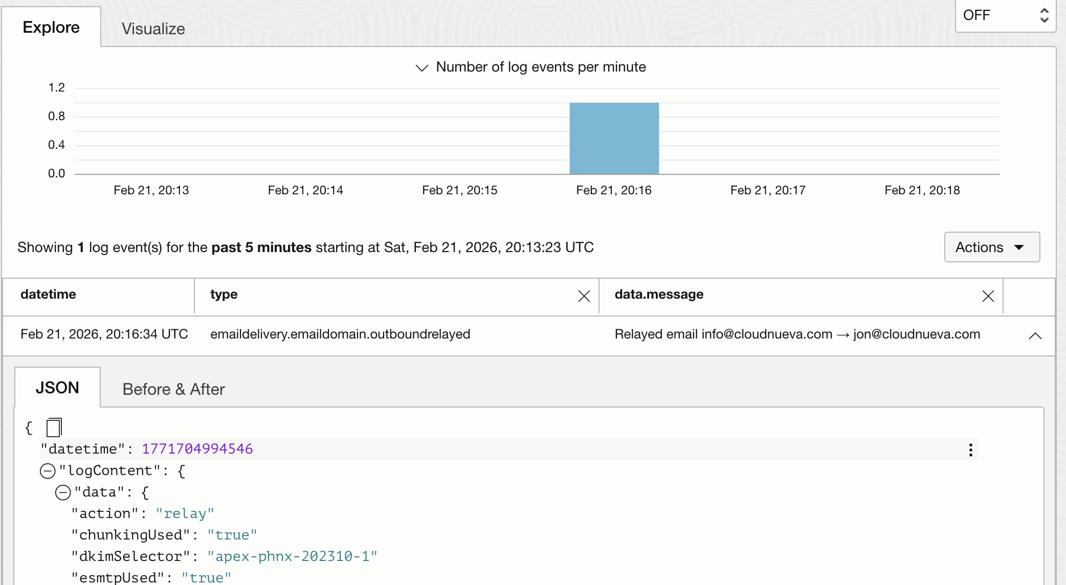 OCI Email Delivery -Explore Log
