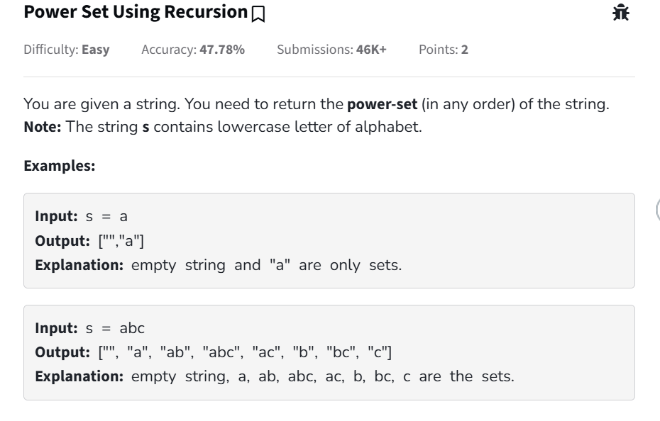 Power Set Using Recursion Problem Solve in JS with Recursion Tree Approach
