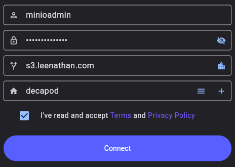 The S3Drive setup interface.