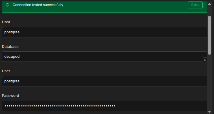 The credentials page for an n8n Postgres connection.