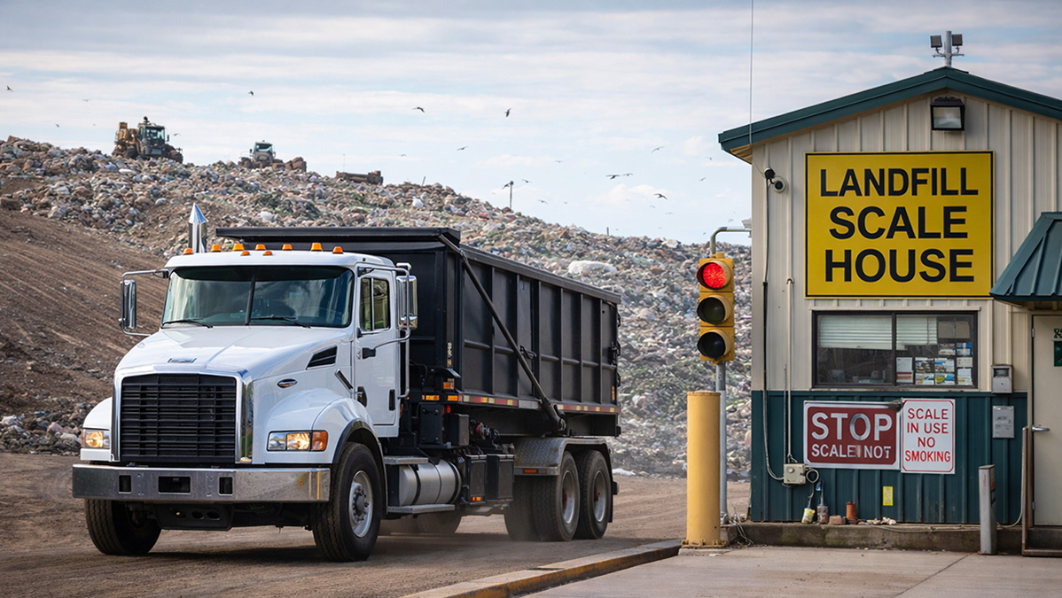 dumpster truck at landfill optimizing routes