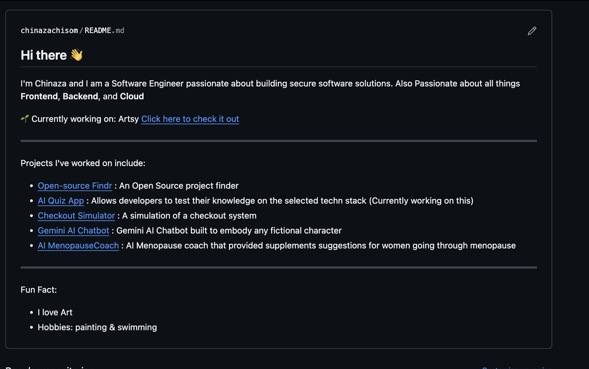 Image showing Profile README section already created