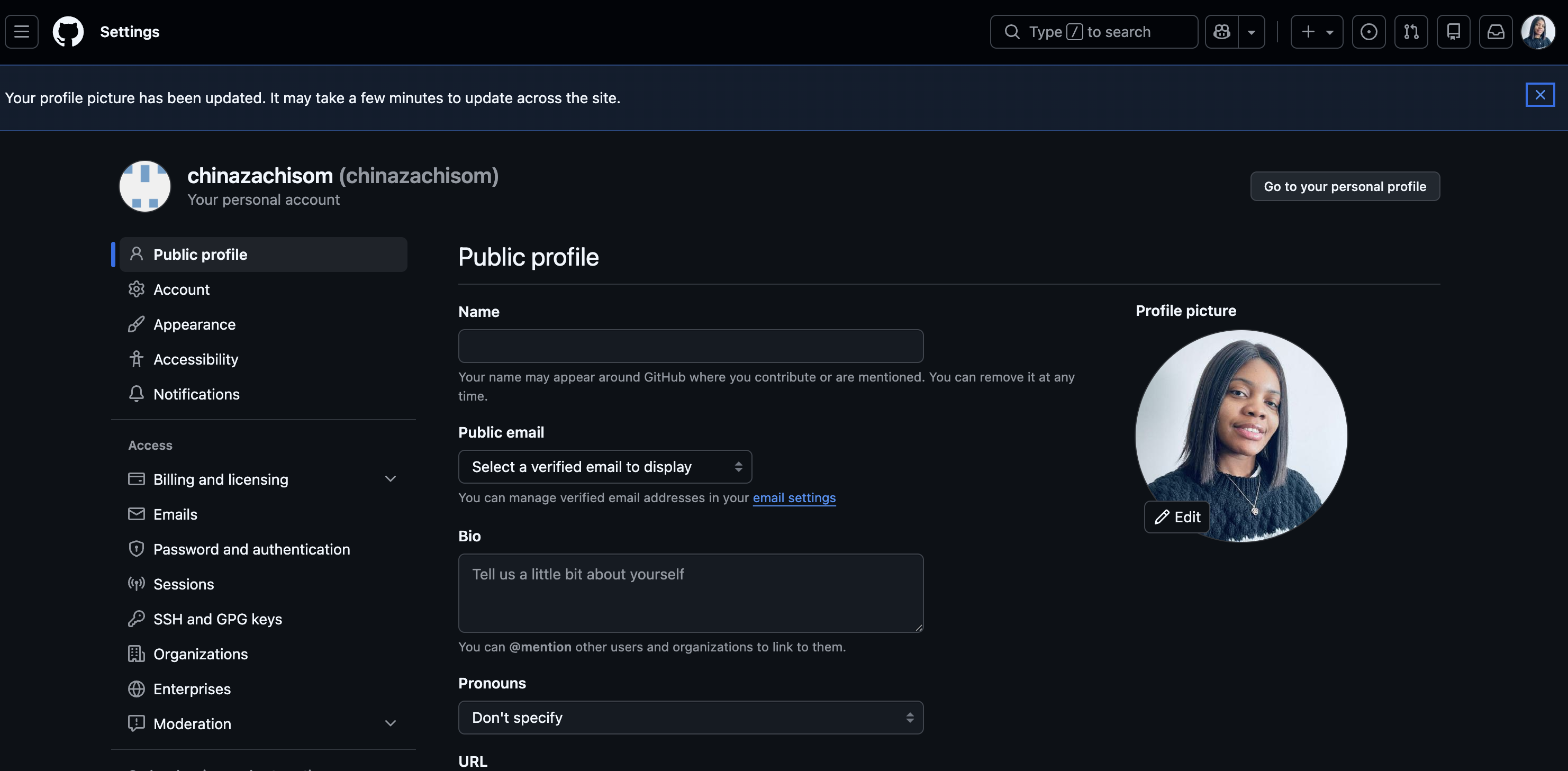 Image showing the new Profile image added