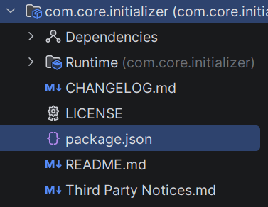 package.json file of initializer package